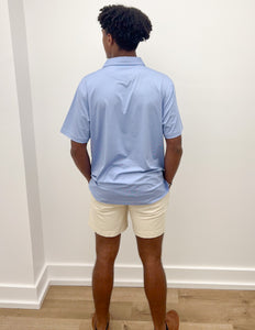 Coastal Cotton Medium Blue Stripe Polo