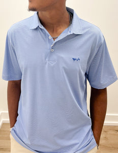 Coastal Cotton Medium Blue Stripe Polo