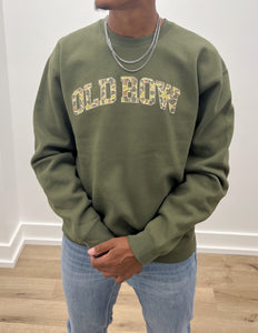 Old Row Camo Crewneck in Army Green