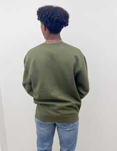 Old Row Camo Crewneck in Army Green