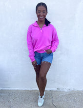 Load image into Gallery viewer, Promise You Terry Pigment Dye and Half Zip Top Neon Hot Pink