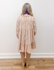 Sweet Dreams Floral Print Half Button Shirt Dress