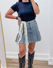 Load image into Gallery viewer, Let&#39;s Go Girls Ruffle Denim Skirt