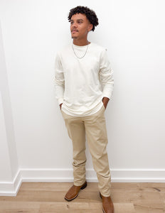 The North Face Men’s Evo Regenerative Ink Box NSE LS Tee in White Dune