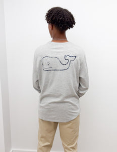 Vineyard Vines Vintage Whale LS Tee in Grey Heather