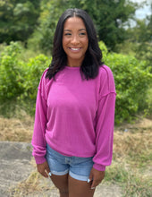 Load image into Gallery viewer, Sweet Soul Puff Sleeve Ribbed Top Magenta