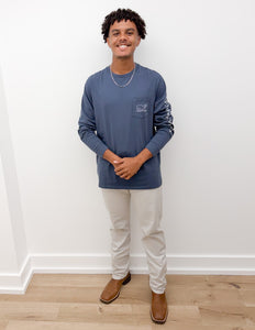 Vineyard Vines Vintage Whale Long Sleeve Tee in Blue Blazer