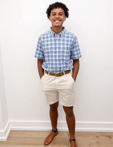 Vineyard Vines Coskata Plaid Island Slub SS Shirt in Coastline