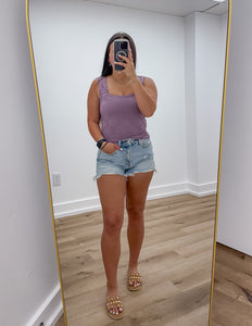 Holding on to Heartbreak Floral Seamless Tank in Dusty Lavender