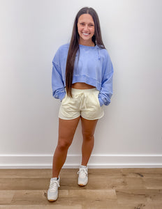 All Day Long Mineral Wash Pullover Hoodie in Lavender Blue