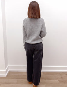 Surrounded By You Tie Neck Sweater in Grey