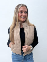 Load image into Gallery viewer, My Go To Corduroy Puffer Vest in Taupe