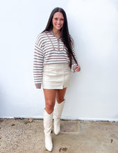 Load image into Gallery viewer, December Dreaming Half-Zip Stripe Sweater