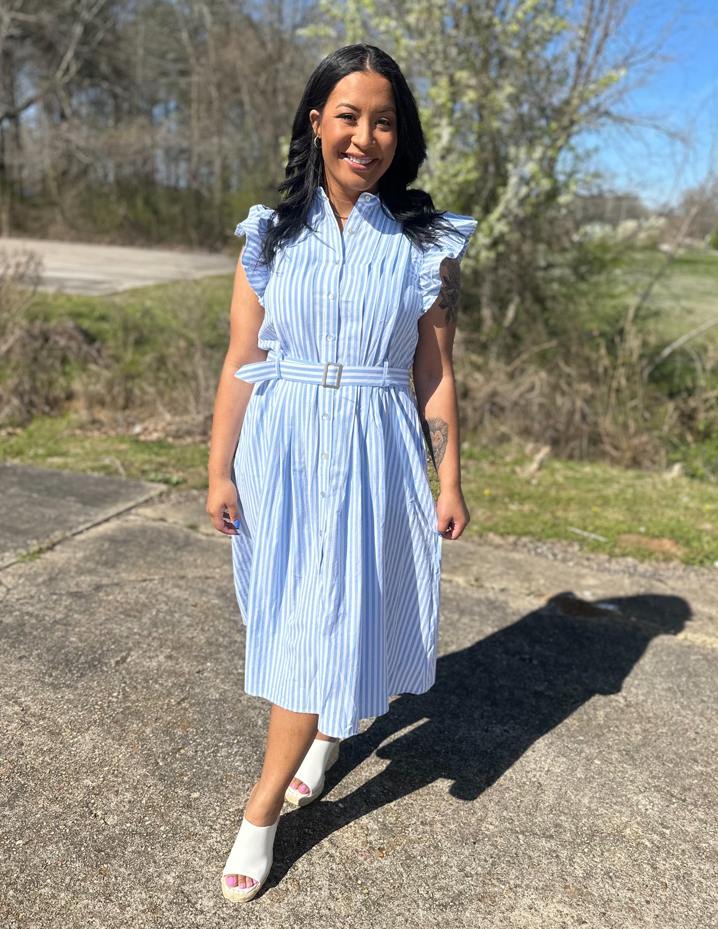 Off The Charts Stripe Midi Dress