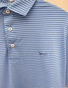 Coastal Cotton Cobalt Stripe Performance Polo
