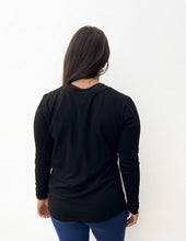 Load image into Gallery viewer, Whatever You Want Cotton Crewneck LS Tee in Black