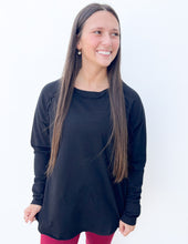 Load image into Gallery viewer, All About the Basics Cotton Raglan Sleeve Top in Black