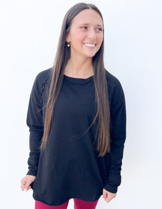 All About the Basics Cotton Raglan Sleeve Top in Black