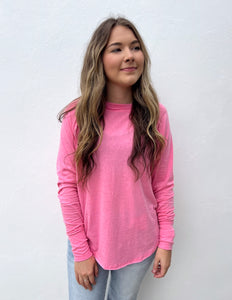 All About the Basics Cotton Raglan Sleeve Top in H Fuchsia