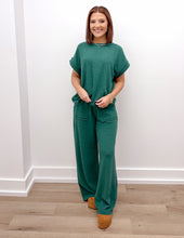 Load image into Gallery viewer, Loving Me Today Slub SS Tee &amp; Long Pants Set in Hunter Green