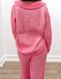 Worst Ways Two Tone Sweater And Pants Set in Pink/Ivory