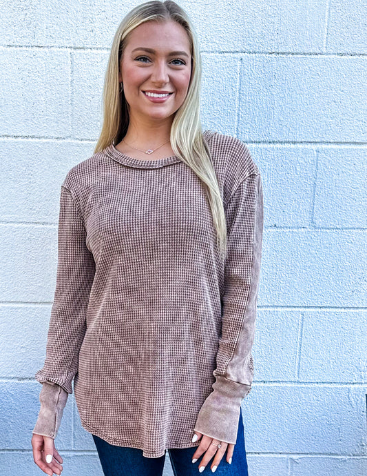 Sweet Creature Waffle Sweater Mocha