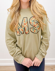 Addyson Nicole Company MS Camo Print LS Tee in Khaki