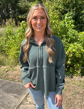 Load image into Gallery viewer, Jadelynn Brooke Ready or Not Waffle Quarter Zip Emerald