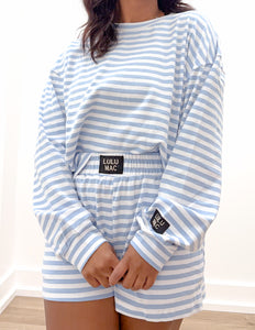 Lulu Mac Stripe Shorts in Light Blue