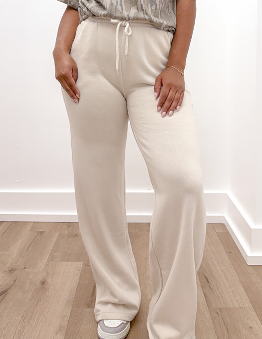 Not Over You Fleece Joggers in Beige