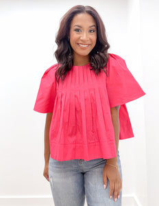 Where Do You Wanna Go Pleated SS Top