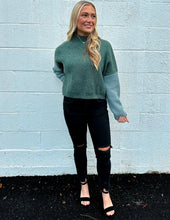 Load image into Gallery viewer, Don&#39;t Think Twice Color Block Oversized Sweater Green