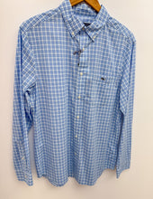 Load image into Gallery viewer, Vineyard Vines Tobago Check Saltwater Wash Shirt in Jake Blue
