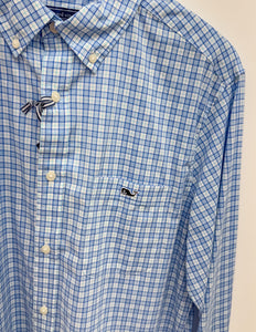 Vineyard Vines Tobago Check Saltwater Wash Shirt in Jake Blue