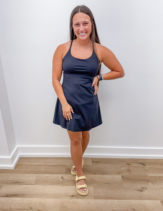 Pretty Little Summer Athletic Dress in Black