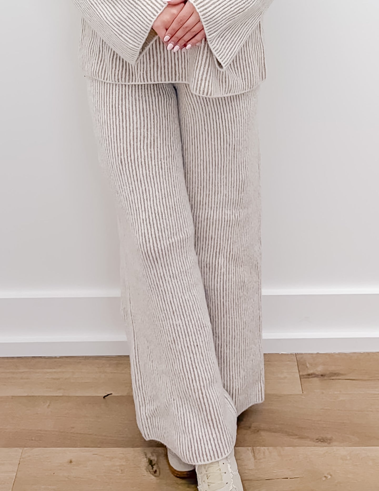 Calling Me Crazy Two Tone Ribbed Knit Pants