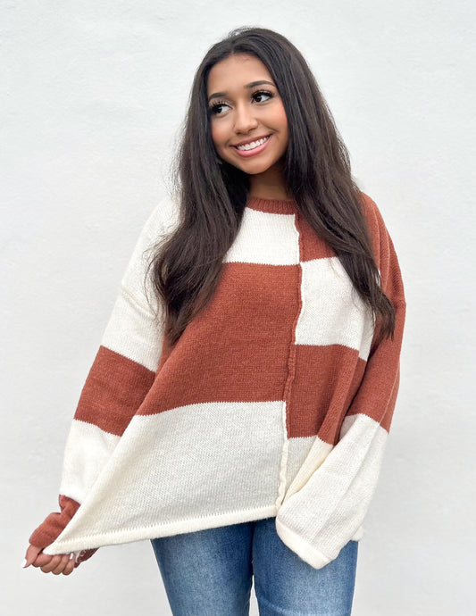 Simple Pleasures Color Block Knit Sweater