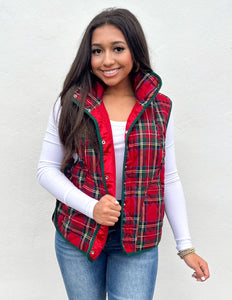 Christmas Wishes Vintage Plaid Quilted Vest