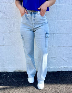 Drifting Back Together Super High Rise Cargo Jeans