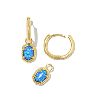 Load image into Gallery viewer, Kendra Scott Daphne Gold Framed Huggie Earrings Bright Blue Opal