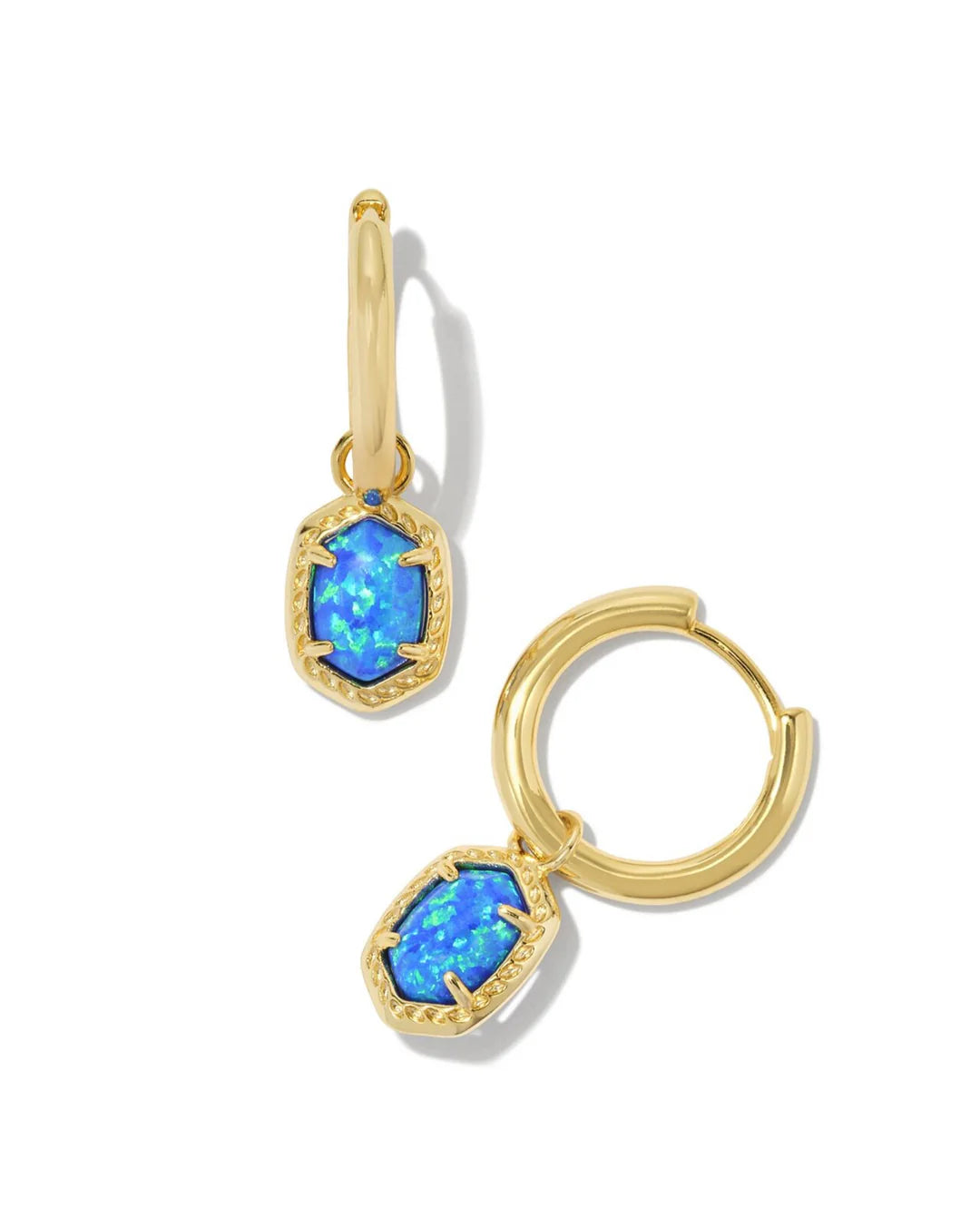 Kendra Scott Daphne Gold Framed Huggie Earrings Bright Blue Opal