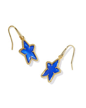 Load image into Gallery viewer, Kendra Scott Ada Star Small Drop Earrings Gold Cobalt Blue Illusion