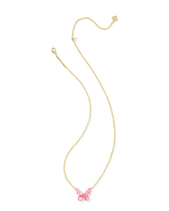 Kendra Scott Bianca Gold Butterfly Pendant Necklace in Pink Mix