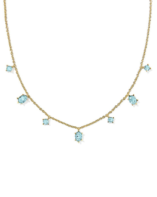 Kendra Scott Gold Cailin Strand Necklace in Aqua Crystal