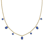 Load image into Gallery viewer, Kendra Scott Gold Cailin Strand Necklace in Blue Crystal