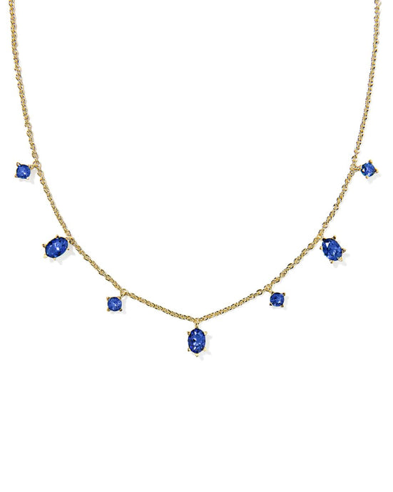 Kendra Scott Gold Cailin Strand Necklace in Blue Crystal