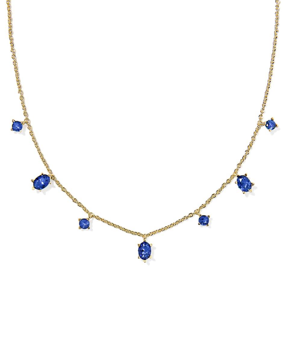 Kendra Scott Gold Cailin Strand Necklace in Blue Crystal