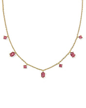Load image into Gallery viewer, Kendra Scott Gold Cailin Strand Necklace in Red Crystal