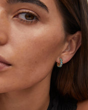 Load image into Gallery viewer, Kendra Scott Gold Cailin Crystal Huggie Earrings in Aqua Crystal