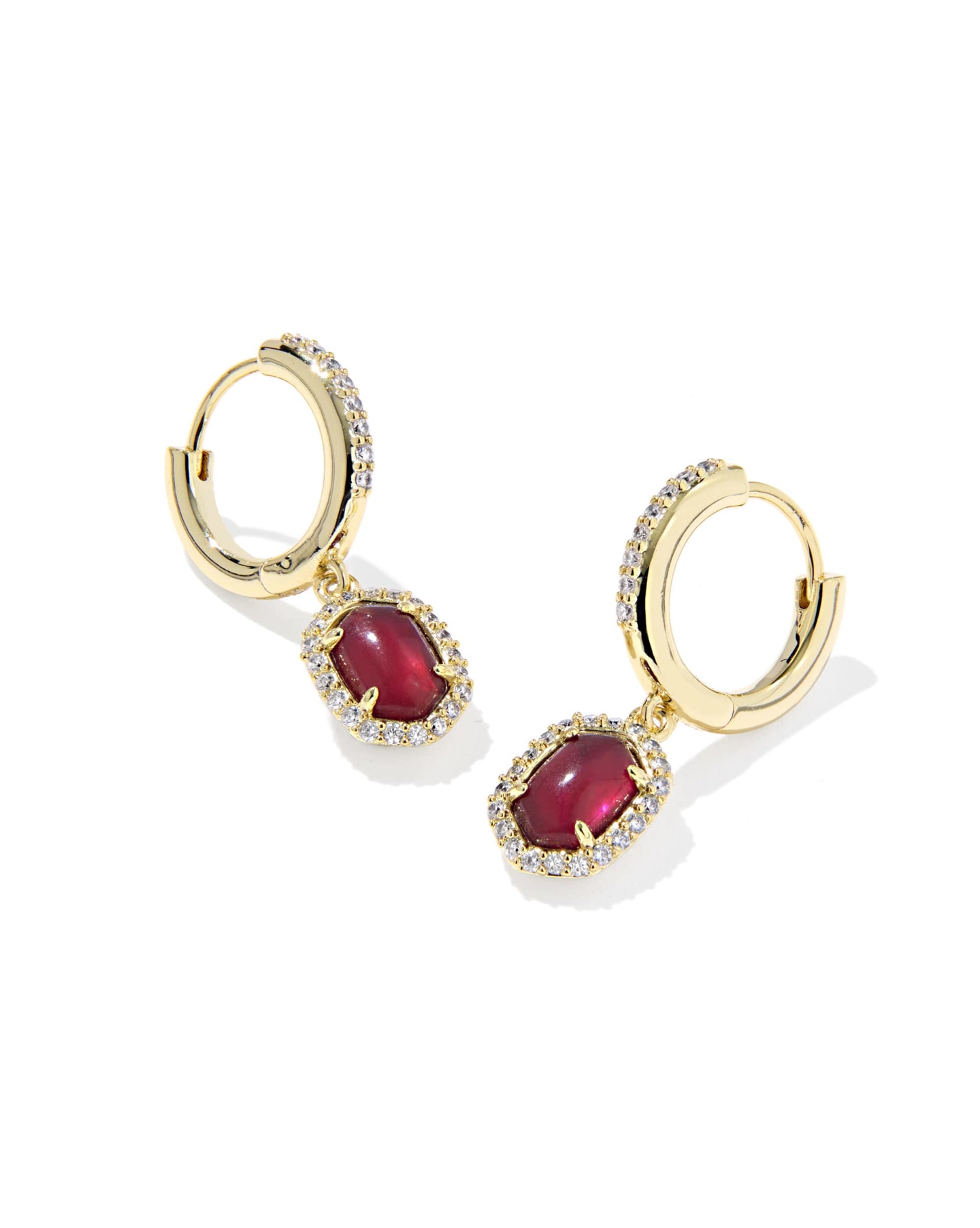 Kendra Scott Daphne Gold Frame Huggie Earrings in Dark Burgundy